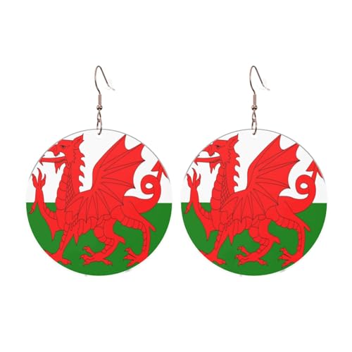 Flagge von Wales Runde Acryl Ohrringe Ohrringe für Frauen Mode Weihnachtsgeschenk, Einheitsgröße, Acryl Flagge von Wales Runde Acryl Ohrringe Ohrringe für Frauen Mode Weihnachtsgeschenk, Einheitsgröße, Acryl von UYHhgqw