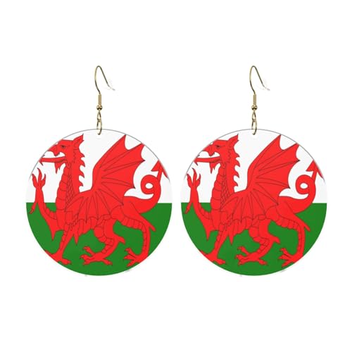 Flagge von Wales Runde Acryl Ohrringe Ohrringe für Frauen Mode Weihnachtsgeschenk, Einheitsgröße, Acryl Flagge von Wales Runde Acryl Ohrringe Ohrringe für Frauen Mode Weihnachtsgeschenk, Einheitsgröße, Acryl von UYHhgqw