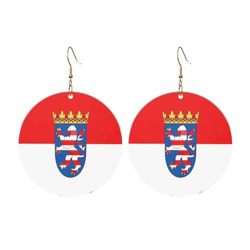 Hessische Flagge Runde Acryl Ohrringe Ohrringe für Frauen Mode Weihnachtsgeschenk, Einheitsgröße, Acryl Hessische Flagge Runde Acryl Ohrringe Ohrringe für Frauen Mode Weihnachtsgeschenk, Einheitsgröße, Acryl von UYHhgqw