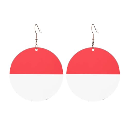 Indonesische Flagge Runde Acryl Ohrringe Ohrringe für Frauen Mode Weihnachtsgeschenk, Einheitsgröße, Acryl Indonesische Flagge Runde Acryl Ohrringe Ohrringe für Frauen Mode Weihnachtsgeschenk, Einheitsgröße, Acryl von UYHhgqw