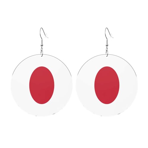 Japanische Flagge Runde Acryl Ohrringe für Frauen Frauen Mode Weihnachtsgeschenk, Einheitsgröße, Acryl Japanische Flagge Runde Acryl Ohrringe für Frauen Frauen Mode Weihnachtsgeschenk, Einheitsgröße, Acryl von UYHhgqw