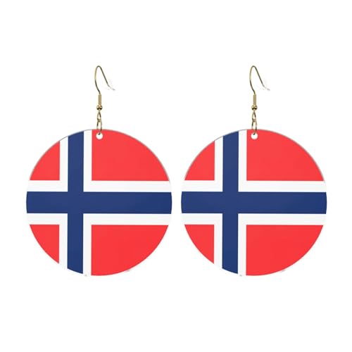 Norwegische Flagge Runde Acryl Ohrringe Ohrringe für Frauen Mode Weihnachtsgeschenk, Einheitsgröße, Acryl Norwegische Flagge Runde Acryl Ohrringe Ohrringe für Frauen Mode Weihnachtsgeschenk, Einheitsgröße, Acryl von UYHhgqw