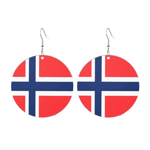 Norwegische Flagge Runde Acryl Ohrringe Ohrringe für Frauen Mode Weihnachtsgeschenk, Einheitsgröße, Acryl Norwegische Flagge Runde Acryl Ohrringe Ohrringe für Frauen Mode Weihnachtsgeschenk, Einheitsgröße, Acryl von UYHhgqw