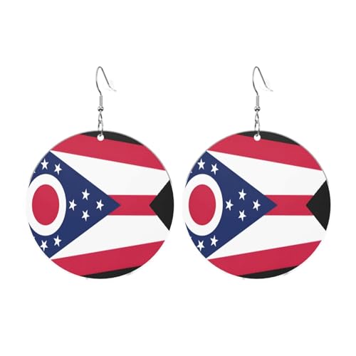 Ohio State Flag Runde Acryl Ohrringe Ohrringe für Frauen Mode Weihnachtsgeschenk, Einheitsgröße, Acryl von UYHhgqw