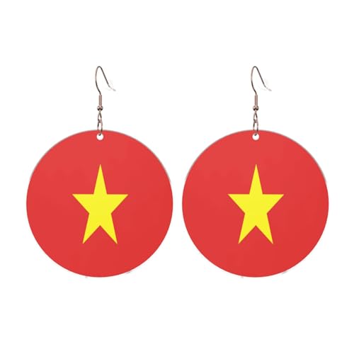Runde Ohrringe aus Acryl mit vietnamesischer Flagge, Ohrringe für Frauen, Damenmode, Weihnachtsgeschenk, Einheitsgröße, Acryl Runde Ohrringe aus Acryl mit vietnamesischer Flagge, Ohrringe für Frauen, Damenmode, Weihnachtsgeschenk, Einheitsgröße, Acryl von UYHhgqw