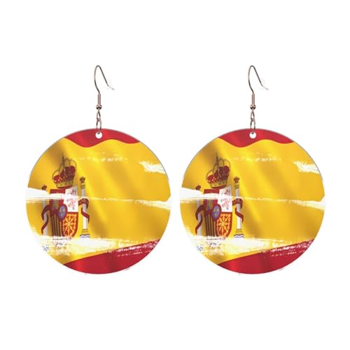 Spanien Flagge Runde Acryl Ohrringe Ohrringe für Frauen Mode Weihnachtsgeschenk, Einheitsgröße, Acryl Spanien Flagge Runde Acryl Ohrringe Ohrringe für Frauen Mode Weihnachtsgeschenk, Einheitsgröße, Acryl von UYHhgqw