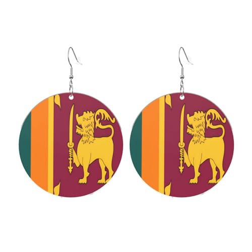 Sri Lanka Flagge Runde Acryl Ohrringe Ohrringe für Frauen Mode Weihnachtsgeschenk, Einheitsgröße, Acryl Sri Lanka Flagge Runde Acryl Ohrringe Ohrringe für Frauen Mode Weihnachtsgeschenk, Einheitsgröße, Acryl von UYHhgqw