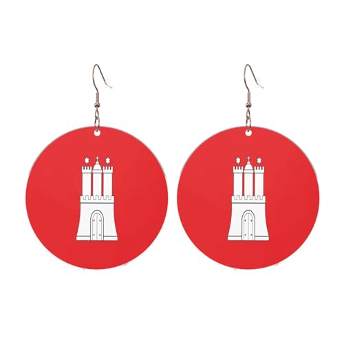 The Hamburg Flag Round Acrylic Earrings for Women Women Fashion Christmas Gift, Einheitsgröße, Acryl The Hamburg Flag Round Acrylic Earrings for Women Women Fashion Christmas Gift, Einheitsgröße, Acryl von UYHhgqw