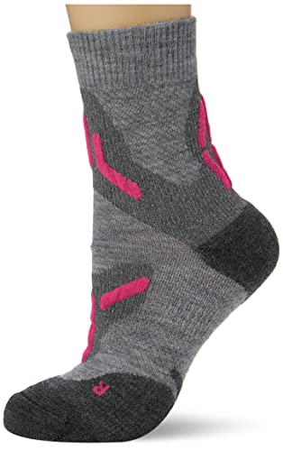 UYN Damen Trekking 2In Merino Low Cut Socken, Light Grey/Pink, 41/42 von UYN