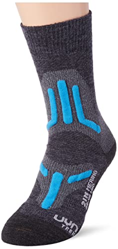 UYN Damen Trekking 2In Merino Socken, Mid Grey/Turquoise, 35/36 von UYN