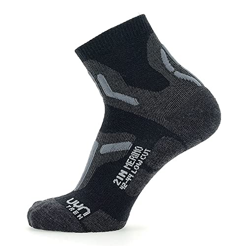 UYN Herren Trekking 2In Merino Low Cut Socken, Black/Grey, 42/44 von UYN