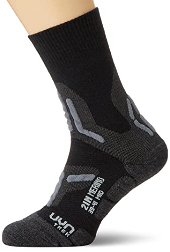 UYN Herren Trekking 2In Merino Mid Socken, Black/Grey, 42/44 von UYN