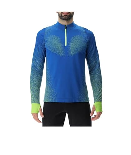 UYN Men's Running EXCELERATION Long SL.Zip UP T-Shirt, Lapis/Limette, XL von UYN