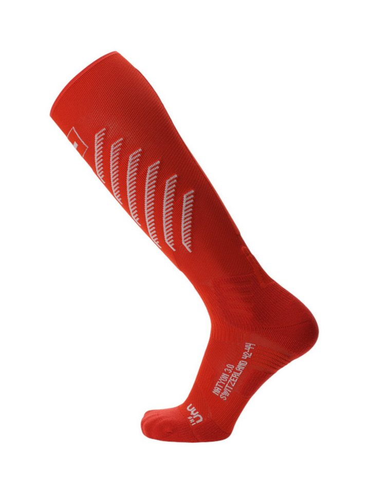 UYN Skisocken Natyon 3.0 Schweiz/Switzerland (Kniestrümpfe) rot/weiss -1 Paar von UYN