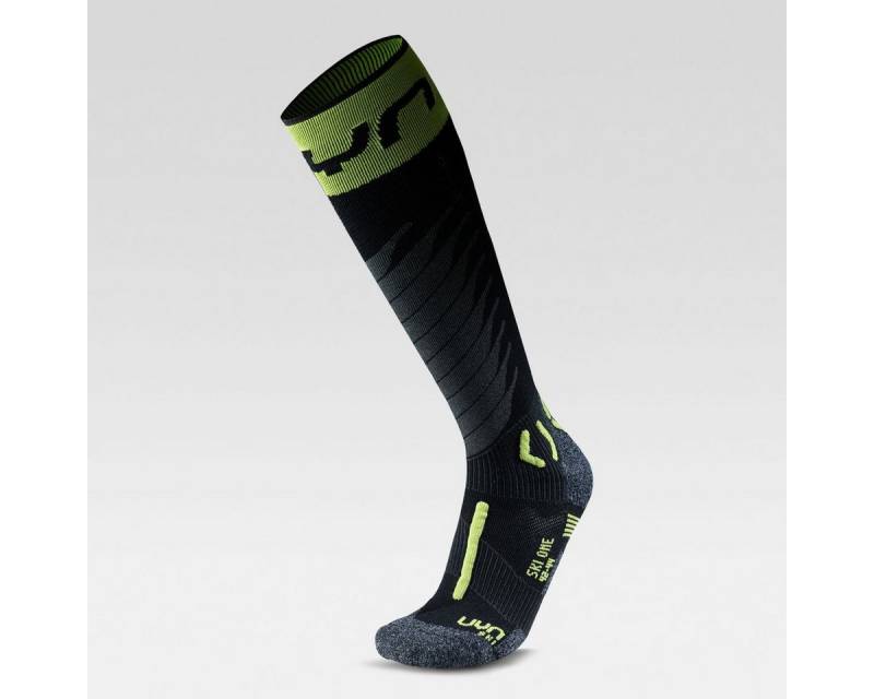 UYN Skisocken UYN MAN SKI ONE MERINO SOCKS BLACK/LIME von UYN