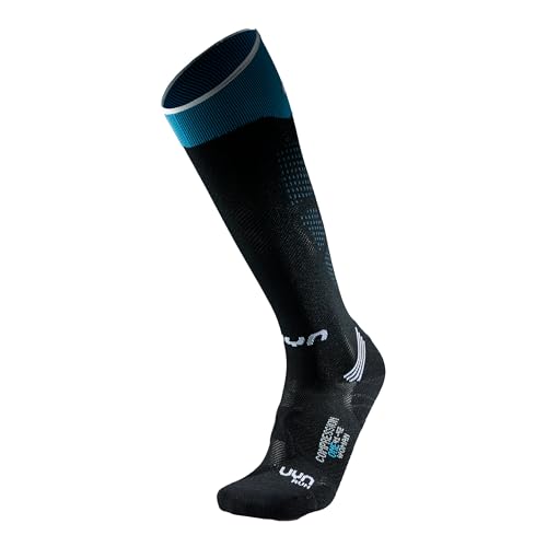 UYN Woman Run Compression ONE Socks Black/Turquoise - 37-38 von UYN