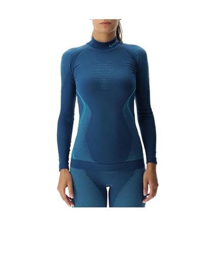 UYN Women's EVOLUTYON UW LG_SL Turtle Neck T-Shirt, Poseidon Blue/Peacock533/Peacock533, X-Large von UYN