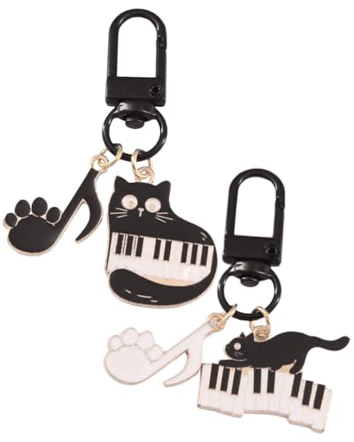 UYRVAPE 2pcs Schlüsselanhänger Autoschlüssel Klavier Notizen Katze Keychain Katze Kratzen Legierung Tasche Anhänger Keychain Ornamente Keychain Freundschaft Geschenke für Herren Damen von UYRVAPE