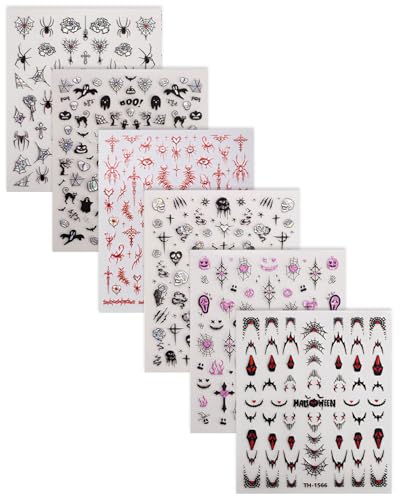 UYRVAPE 3D Nagelsticker Halloween Nail Art Sticker Selbstklebend Nagelaufkleber Stereoskopisch Kürbis Spinnennetz Geist Dekoration Nageldesign Zubehör(6 Blatt) von UYRVAPE
