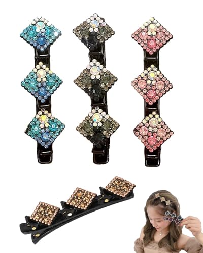 UYRVAPE 4 Stück Hair Clips, Bunte Funkelnde Kristall-Haarspange-Blume, Haarspange für Damen Frauen Mädchen Modische Doppelschicht Haarklammer Entenschnabel Haarspange von UYRVAPE