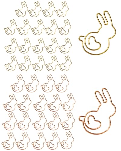 UYRVAPE 40pcs Büroklammern, Metall, buntes Tier-Design, Kaninchen Büroklammern, Cartoon-Lesezeichen für Büro, Schule, Notizbuch, Geschenke für Frauen, Kinder, Haustierliebhaber, Kollegen von UYRVAPE