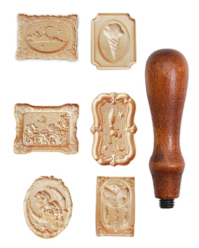UYRVAPE 6pcs Siegelstempel, Wachssiegel Stempels mit Abnehmbarem Kunststoff-Griff,Siegelstempel Set,Heteromorph Siegelstempel Personalisiert für DIY Umschläge Hochzeit Dekoration von UYRVAPE