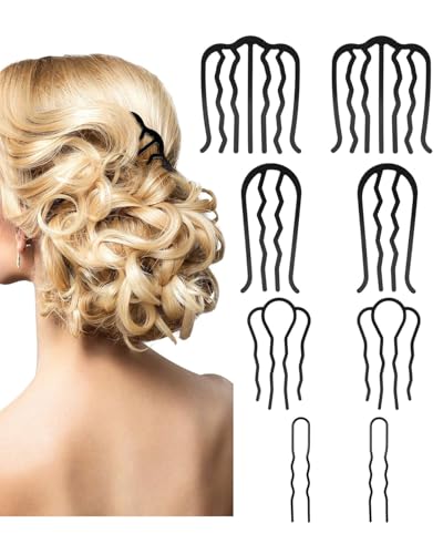 UYRVAPE 8 Stück Haar Steckkamm, Haarkamm zum Stecken Metall, 4 Größen Metall Haarkämme Steckkamm Haarschmuck Kamm für Frauen Mädchen Seitenkämme Haar-Gabel-Clip von UYRVAPE