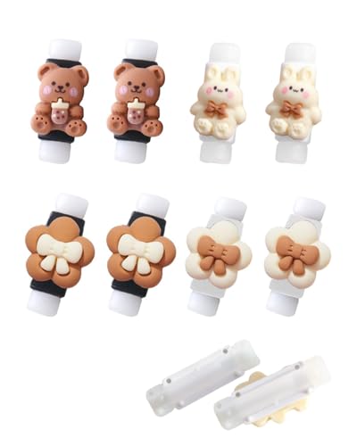 UYRVAPE 8 Stück Kabel Schutz, Kabelschutz Tiere, Blumen- und Bärenmuster, Ladekabelschutz, USB-Ladekabelschutz, Cable Protector Organizer, kompatibel mit iPhone/Android von UYRVAPE