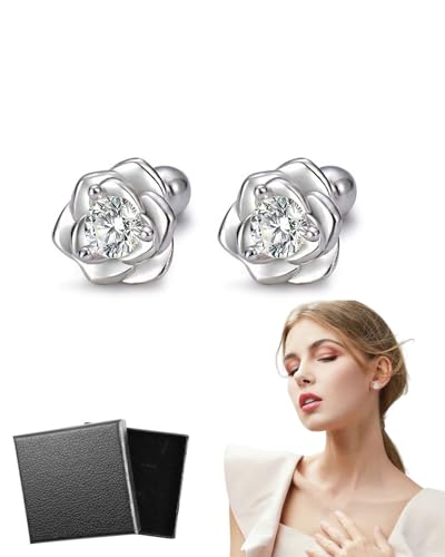 UYRVAPE Klein Rosen Ohrstecker Silber 925 Ohrringe für Damen Mädchen Hypoallergen Kleine Rose Blumen Ohrringe mit 5A+Zirkonia Helix Knorpel Ohrringe Silber Geschenke von UYRVAPE