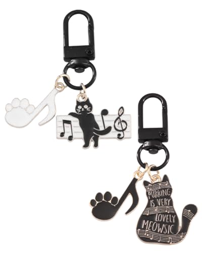 UYRVAPE Schlüsselanhänger Autoschlüssel Klavier Notizen Katze Keychain Katze Kratzen Legierung Tasche Anhänger Keychain Ornamente Keychain Freundschaft Geschenke für Herren Damen, 2pcs von UYRVAPE