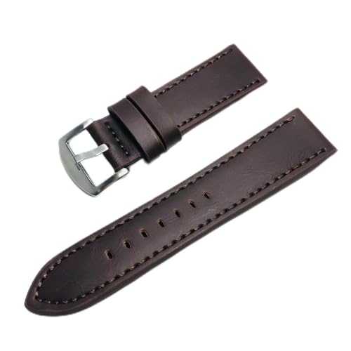 UYSSJTGAZ UhrenarmbänderLeder-Uhrenarmbänder 16 mm 18 20 22 Uhrenzubehör Damen Herren Kaffee Schwarz Gürtelband(Dark Coffee,22mm) von UYSSJTGAZ