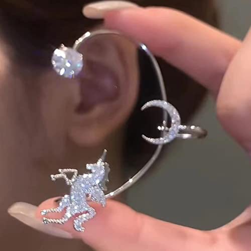 Frauen Ohrringe, Ohrringe Sterling Silber*Ohrringe, Creolen, 1 Stück koreanische Elfen-Schmetterlings-Ohrmanschette ohne Piercing, Clip-Ohrringe for Frauen, eleganter funkelnder Kristall-Ohrclip, Hoch von UYUME