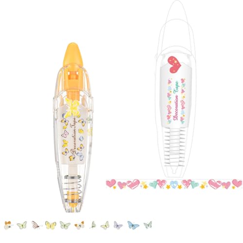 UYVPAER 2 Stück Nette Tierstifte, Roller Tape Pen,Korrekturbandstift - Cartoon -Muster, Roller Tipps Design Scrapbooking Stickers Diary Decor Für Notiz Take(Herz, Schmetterling) von UYVPAER