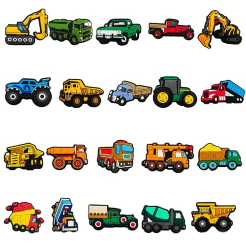 UYVPAER 20 Vielseitige Schuhanstecker In Bagger-Form - Hochwertige Pvc Schuh-Charm Für Crocs, Jibbitz Kompatible, Lustige Und Einzigartige Crocs Pins Für Kinder Und Erwachsene von UYVPAER