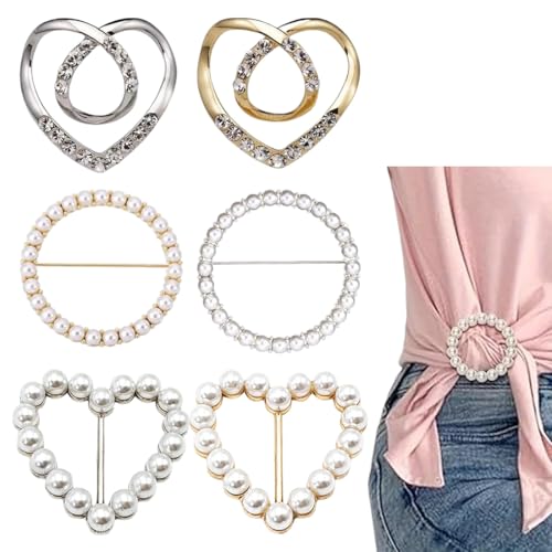 UYVPAER 6 Stück Metall T Shirt Clip Schnalle Gürtelschnalle Ring Clip Saum Knoten Hemd Seidenschal Krawattenklammer Für Frauen Mädchen Kleidung Eckknopf Kleid Hut Dekor Clip von UYVPAER