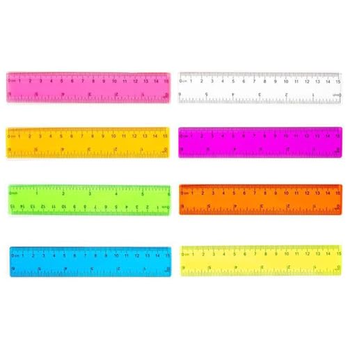 UYVPAER 8 Stück Lineal 15Cm, Bunt Kunststoff Lineal Flexibles Lineale Transparent Kunststofflineal Präzision Messlineal Mit Metrische&Inch-Skala Messwerkzeug Für Zuhause Büro Schule von UYVPAER