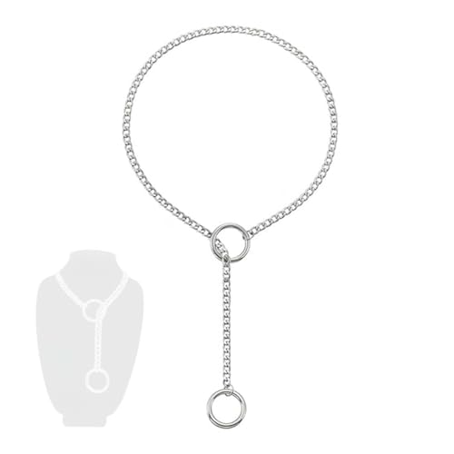 UYVPAER Slip Chain Choker Kette Damen Schlupfkette O-Ring Slip Chain Punk Gothic Y2K Lariat Y Halskette Pu Lederhalsband Halskette Aus Edelstahl 60Cm Länge von UYVPAER