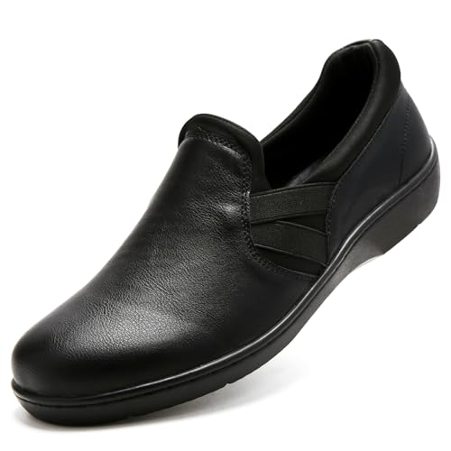 UZB Orthopädische Loafers für Damen, Schlupfschuhe, bequem, lässig, mit Memory-Schaum, Schwarz, 43 EU von UZB