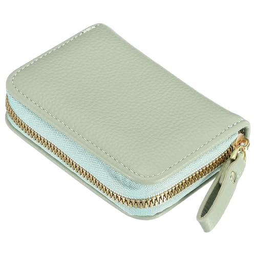 Kreditkartenetui für Damen und Herren, Kreditkartenetui Leder, RFID Schutz, 11 Fächer Kartenetui Reißverschlussetui Geldbörse, Grün von UZEYAX