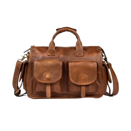 UZOURI Aktentaschen Handtaschen Herren-Laptoptaschen Echtes Leder Umhängetaschen Computertaschen Tragetaschen(Brown) von UZOURI