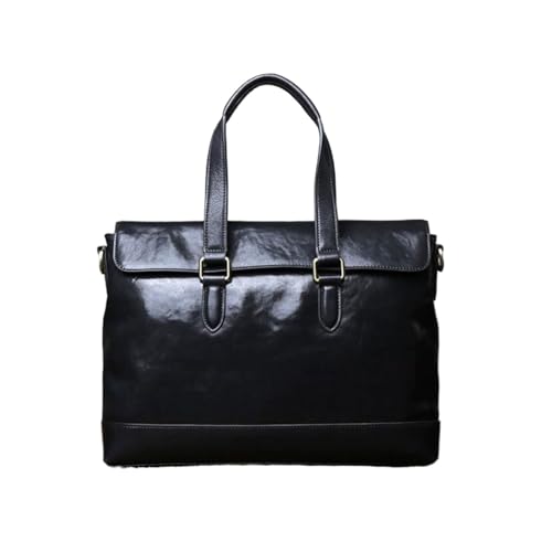 UZOURI Aktentaschen aus Leder Messenger-Schultertaschen Herrenhandtaschen Laptoptaschen Tragetaschen(Black) von UZOURI