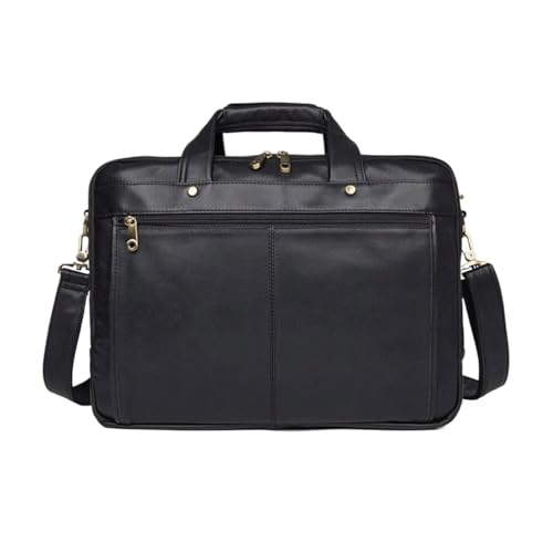 UZOURI Aktentaschen aus echtem Leder Herrenhandtaschen Notebook-Computertaschen Umhängetaschen Leder-Laptoptaschen(Black) von UZOURI