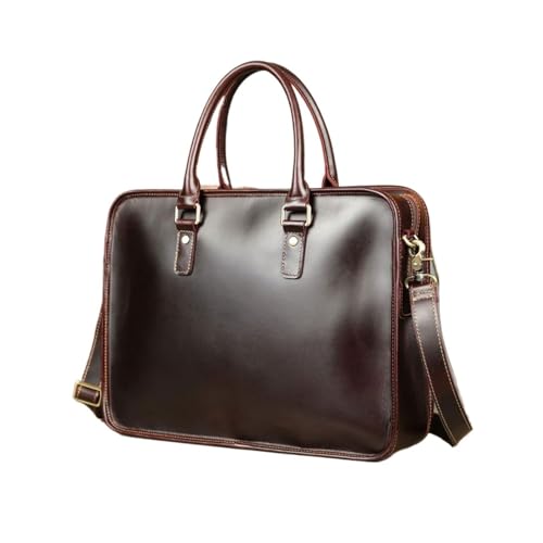 UZOURI Aktentaschen aus echtem Leder Laptoptaschen Handtaschen Herren Notebook Computer Taschen Umhängetaschen(Brown) von UZOURI