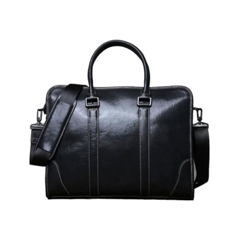 UZOURI Aktentaschen aus echtem Leder Laptoptaschen Handtaschen Schultertaschen Tragetaschen Herren-Computertaschen(Black) von UZOURI
