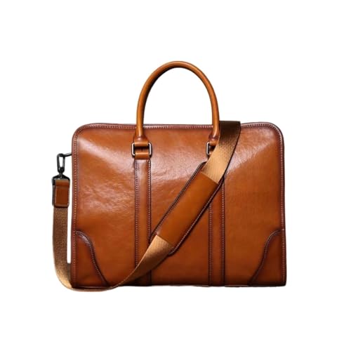 UZOURI Aktentaschen aus echtem Leder Laptoptaschen Handtaschen Schultertaschen Tragetaschen Herren-Computertaschen(Brown) von UZOURI