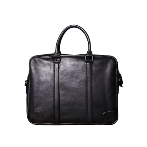 UZOURI Aktentaschen aus echtem Leder Laptoptaschen Handtaschen Umhängetaschen Herren Notebook Computer Taschen(Black) von UZOURI