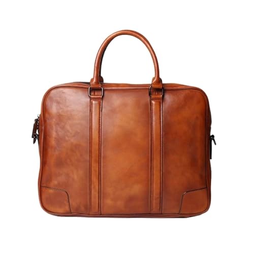 UZOURI Aktentaschen aus echtem Leder Laptoptaschen Handtaschen Umhängetaschen Herren Notebook Computer Taschen(Brown) von UZOURI