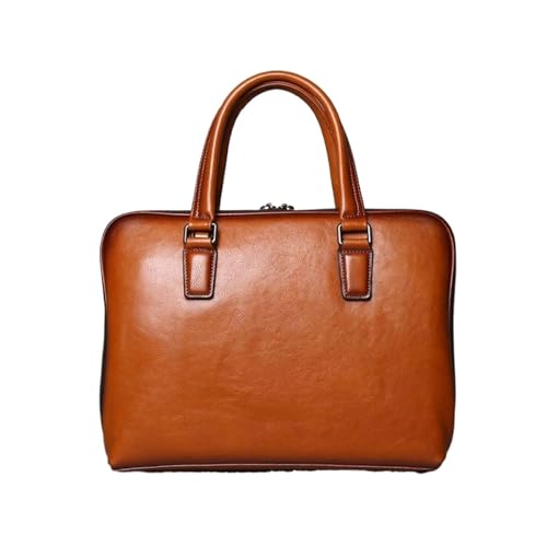 UZOURI Aktentaschen aus echtem Leder Laptoptaschen Herren Messenger Schultertaschen Handtaschen Tragetaschen(Yellow) von UZOURI