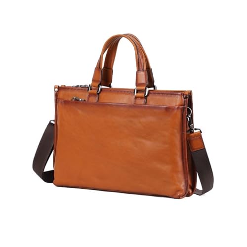 UZOURI Business-Aktentaschen Computertaschen Herren Leder Messenger Schultertaschen Laptoptaschen Handtaschen(Yellow) von UZOURI
