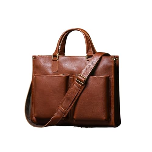 UZOURI Business-Aktentaschen Handtaschen Herren Laptoptaschen Leder Schultertaschen Notebook Computer Taschen(Brown) von UZOURI